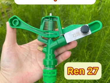 Béc X128 - béc nhựa ren 27, họng phun đồng, nâng cấp thêm xé tia inox tưới phun mưa